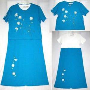 NWOT Sz Small Petite Tall Cotton Beaded 2pce Dress